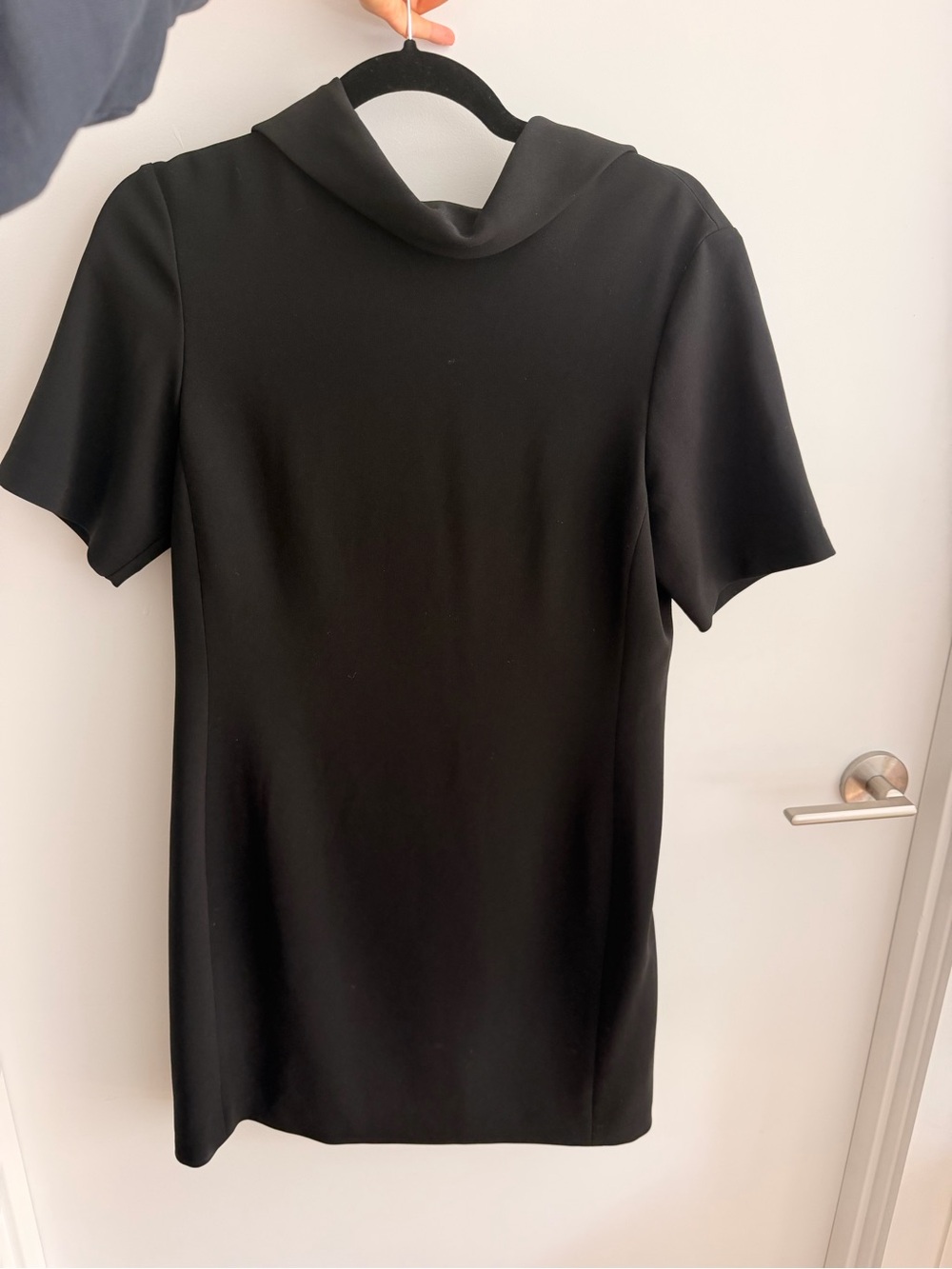 Theory Mock Neck Black Short-Sleeve Dress